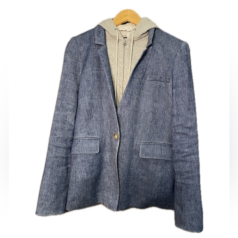 Veronica Beard Light Denim Blazer w Removable Hood